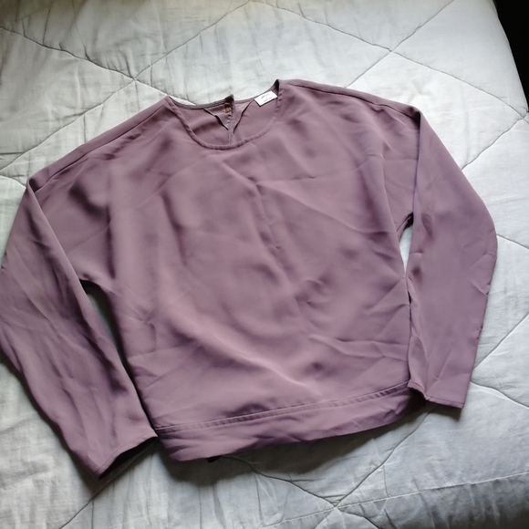 OLD - WILFRED Laon Blouse Open Back Tie Back Taupe Mauve Small Aritzia - Picture 4 of 12